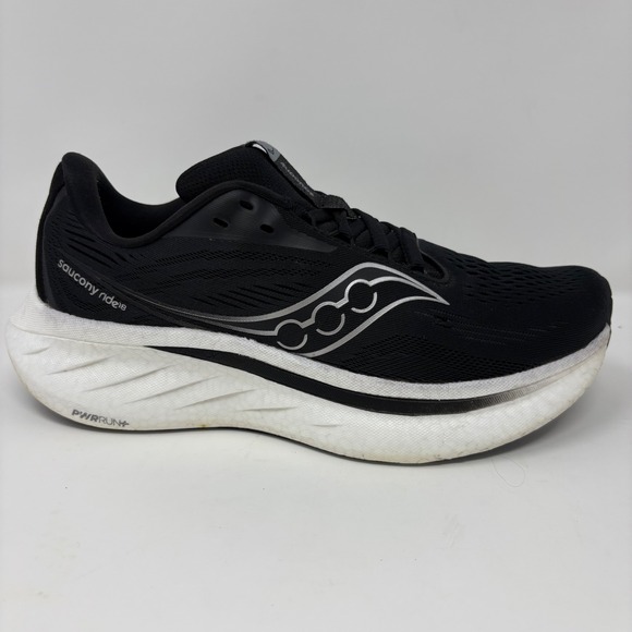 Saucony Shoes - Saucony Ride 18 Women's Size 7 Black White Running Shoes (S11000-100)